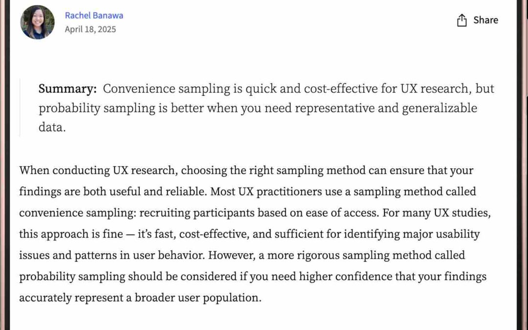 Échantillonnage : commodité vs. probabiliste en recherche UX