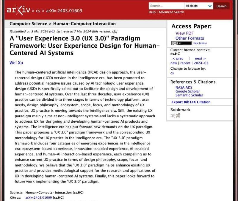 Conception UX à l&rsquo;ère de l&rsquo;IA : le paradigme UX 3.0