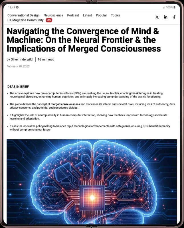 capture d'écran de l'article sur la convergence esprit-machine