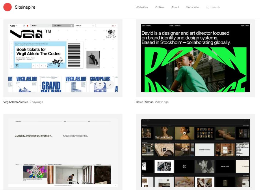 siteinspire, site dédié à l'inspiration du webdesign