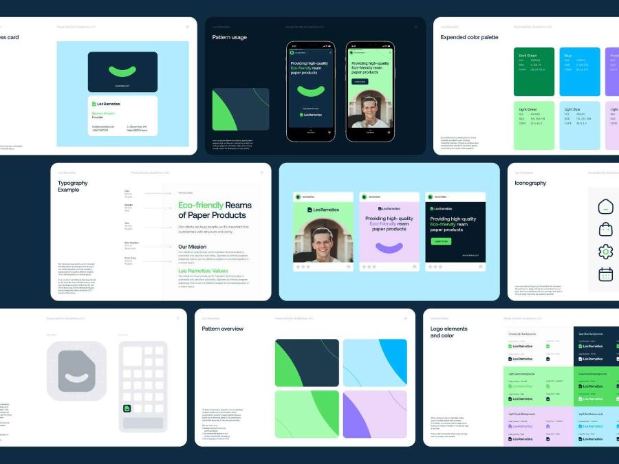 Exemple de présentation de mockup avec composants sous forme de carnet de tendances