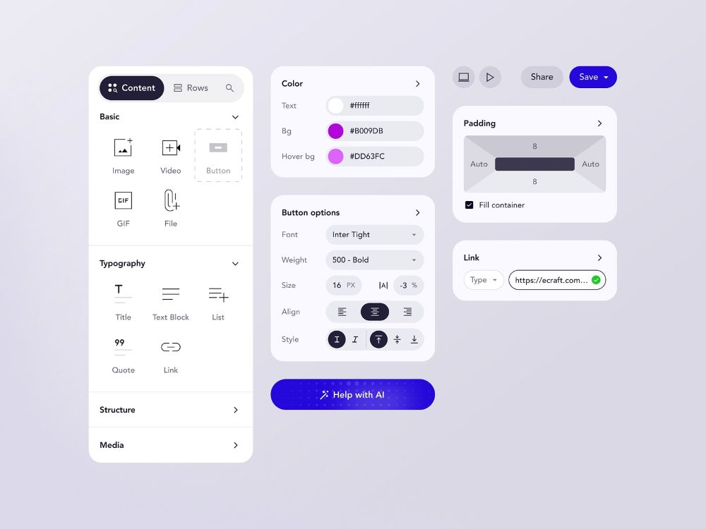 Exemples de composants UI à utiliser dans un mockup