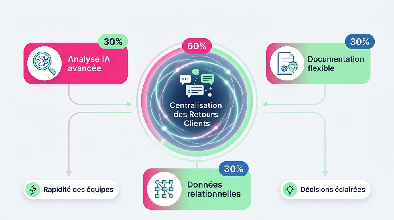 Interface de gestion des insights et analyse des retours utilisateurs